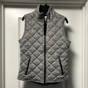 Thread & Supply Gray Quilted Vest with Stand-Up Collar